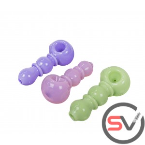 RIBBED NEON GLASS HAND PIPE  5inch 3CT/PK